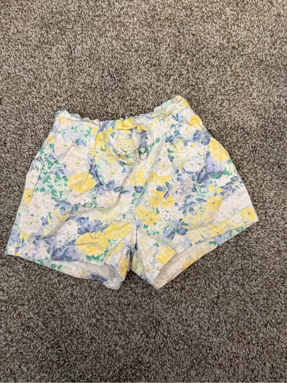 Janie and Jack Floral Drawstring Shorts - Yellow & Lavender